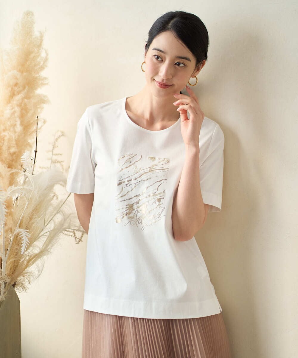 PRKGD43180 CHRISTIAN AUJARD(クリスチャン・オジャール) [接触冷感]ドライコットンカットソー ホワイト