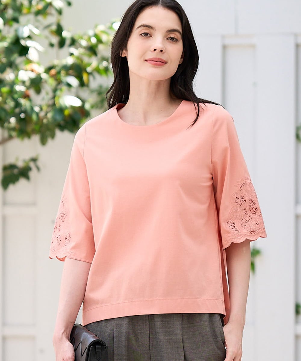 PRKGD57270 CHRISTIAN AUJARD(クリスチャン・オジャール) 刺繍スリーブプルオーバー ピンク