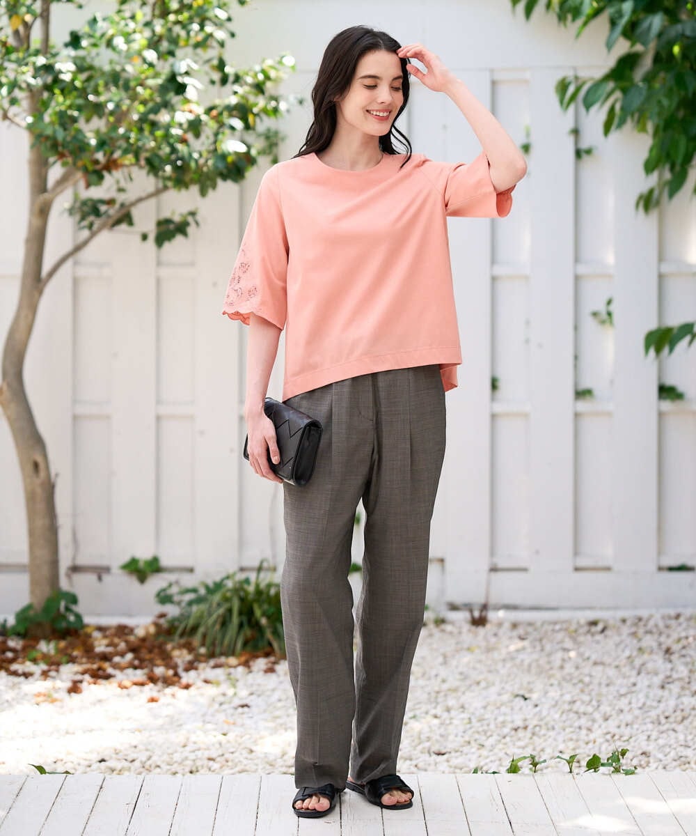 PRKGD57270 CHRISTIAN AUJARD(クリスチャン・オジャール) 刺繍スリーブプルオーバー ピンク