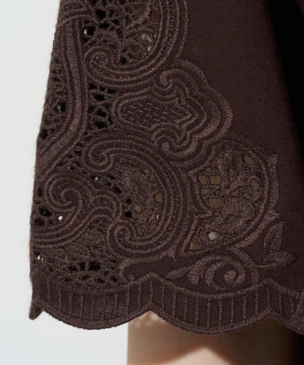 PRKGD57270 CHRISTIAN AUJARD(クリスチャン・オジャール) 刺繍スリーブプルオーバー ブラウン
