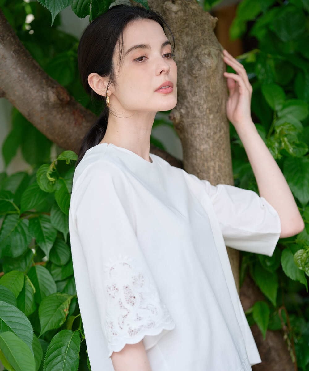 PRKGD57270 CHRISTIAN AUJARD(クリスチャン・オジャール) 刺繍スリーブプルオーバー ホワイト