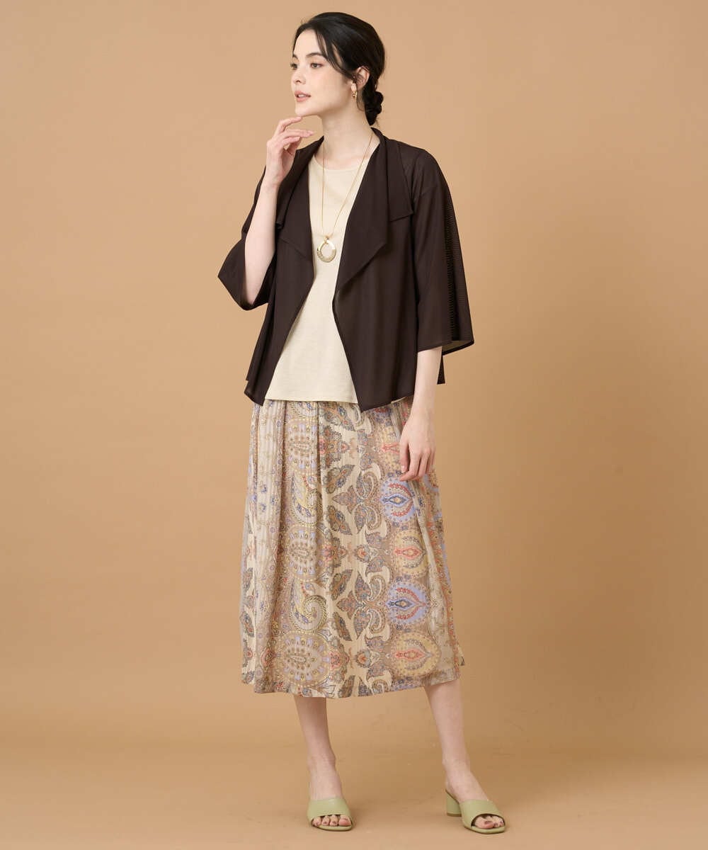 PRKGD61270 CHRISTIAN AUJARD(クリスチャン・オジャール) [シワになりにくい]シアーストライプ羽織り ブラウン