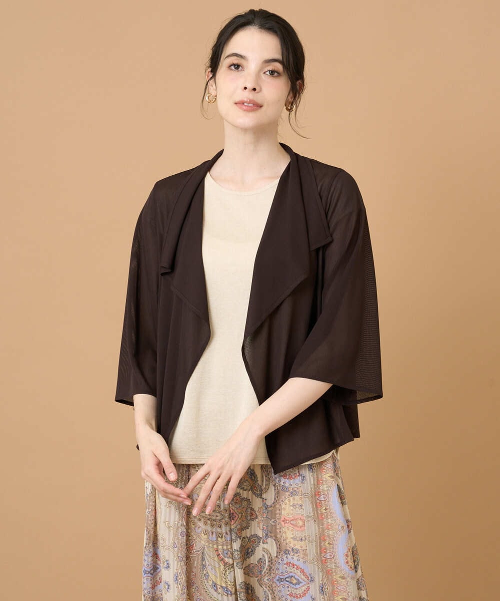 PRKGD61270 CHRISTIAN AUJARD(クリスチャン・オジャール) [シワになりにくい]シアーストライプ羽織り ブラウン