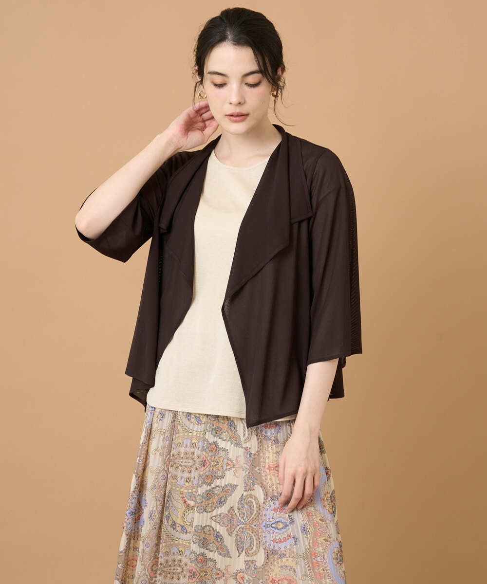 PRKGD61270 CHRISTIAN AUJARD(クリスチャン・オジャール) [シワになりにくい]シアーストライプ羽織り ブラウン