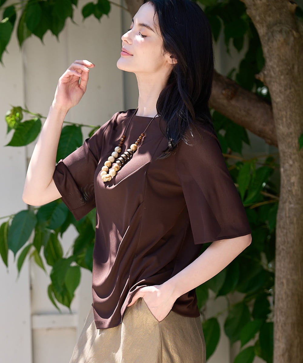 PRKGD62230 CHRISTIAN AUJARD(クリスチャン・オジャール) ドレープカットソー ブラウン