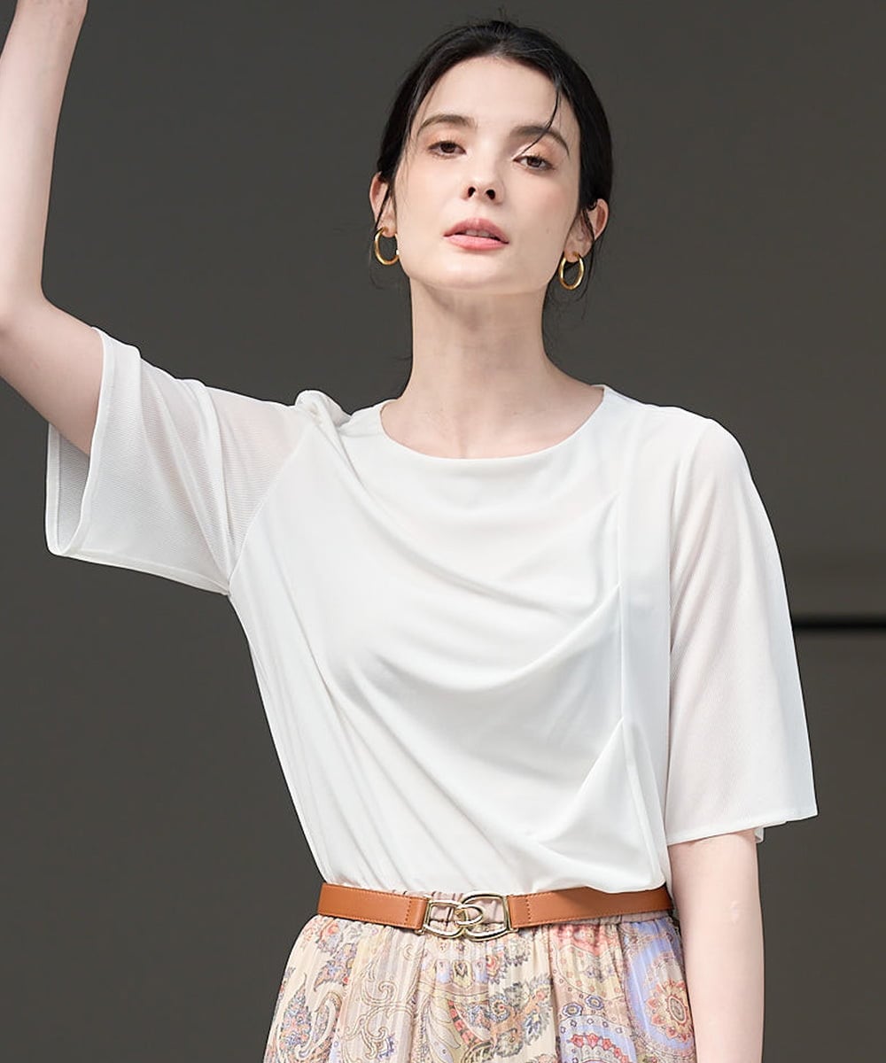 PRKGD62230 CHRISTIAN AUJARD(クリスチャン・オジャール) ドレープカットソー ホワイト