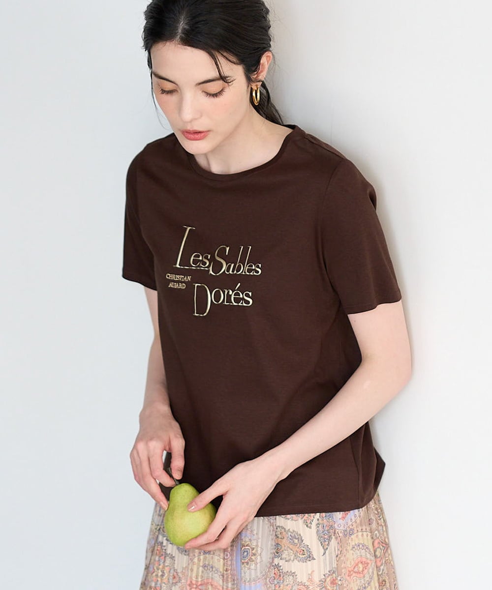 PRKGD63200 CHRISTIAN AUJARD(クリスチャン・オジャール) オーガニックスムースロゴカットソー ブラウン