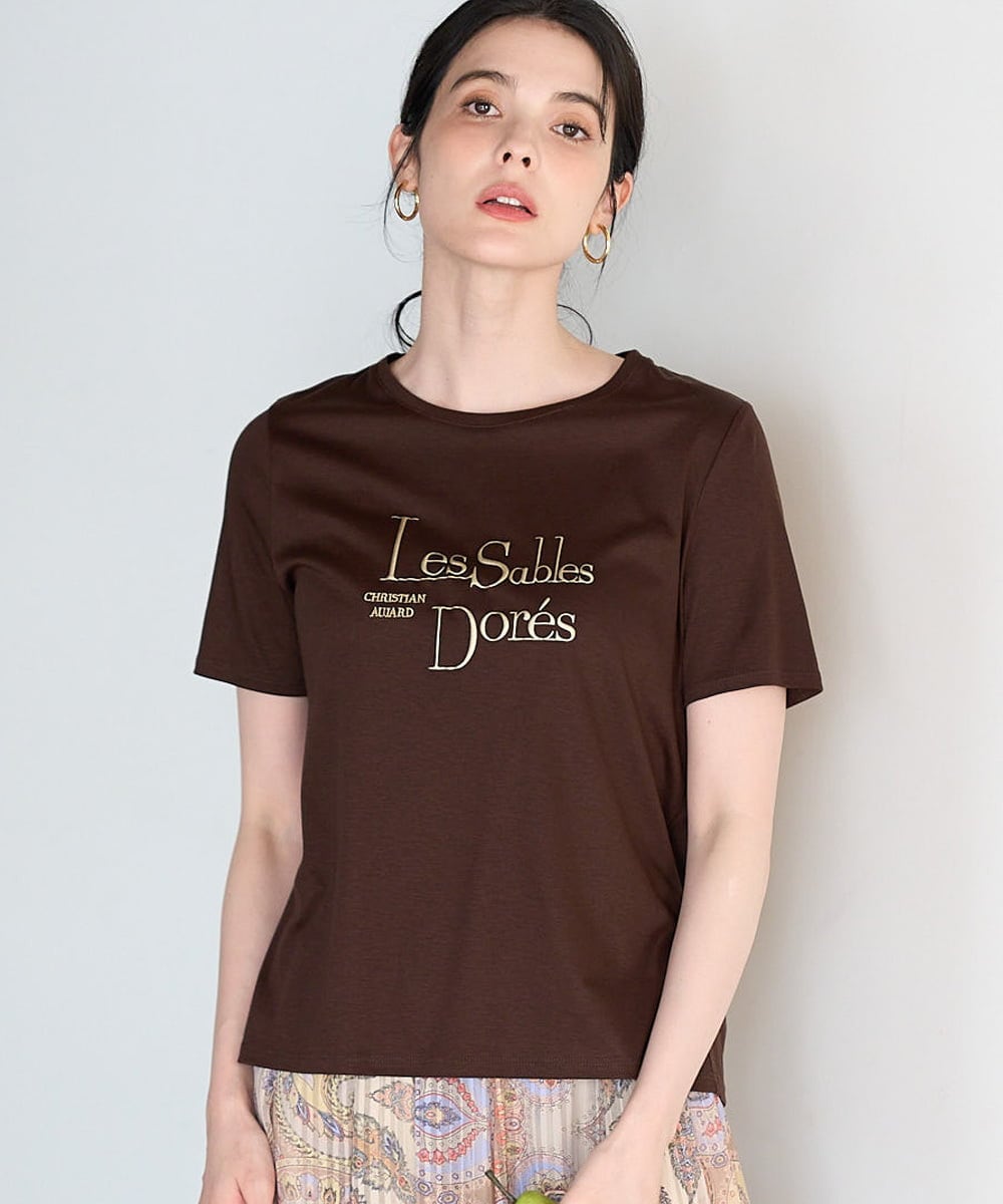 PRKGD63200 CHRISTIAN AUJARD(クリスチャン・オジャール) オーガニックスムースロゴカットソー ブラウン