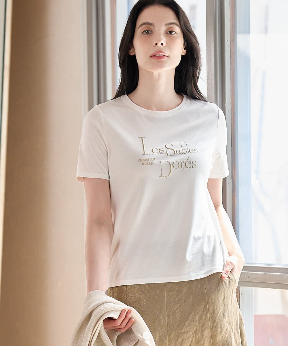 PRKGD63200 CHRISTIAN AUJARD(クリスチャン・オジャール) オーガニックスムースロゴカットソー ホワイト