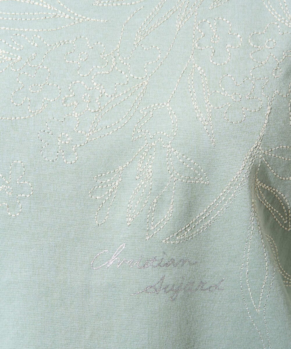 PRKGE12200 CHRISTIAN AUJARD(クリスチャン・オジャール) フラワー刺繍カットソー グリーン