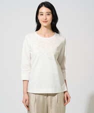 PRKGE12200 CHRISTIAN AUJARD(クリスチャン・オジャール) フラワー刺繍カットソー アイボリー