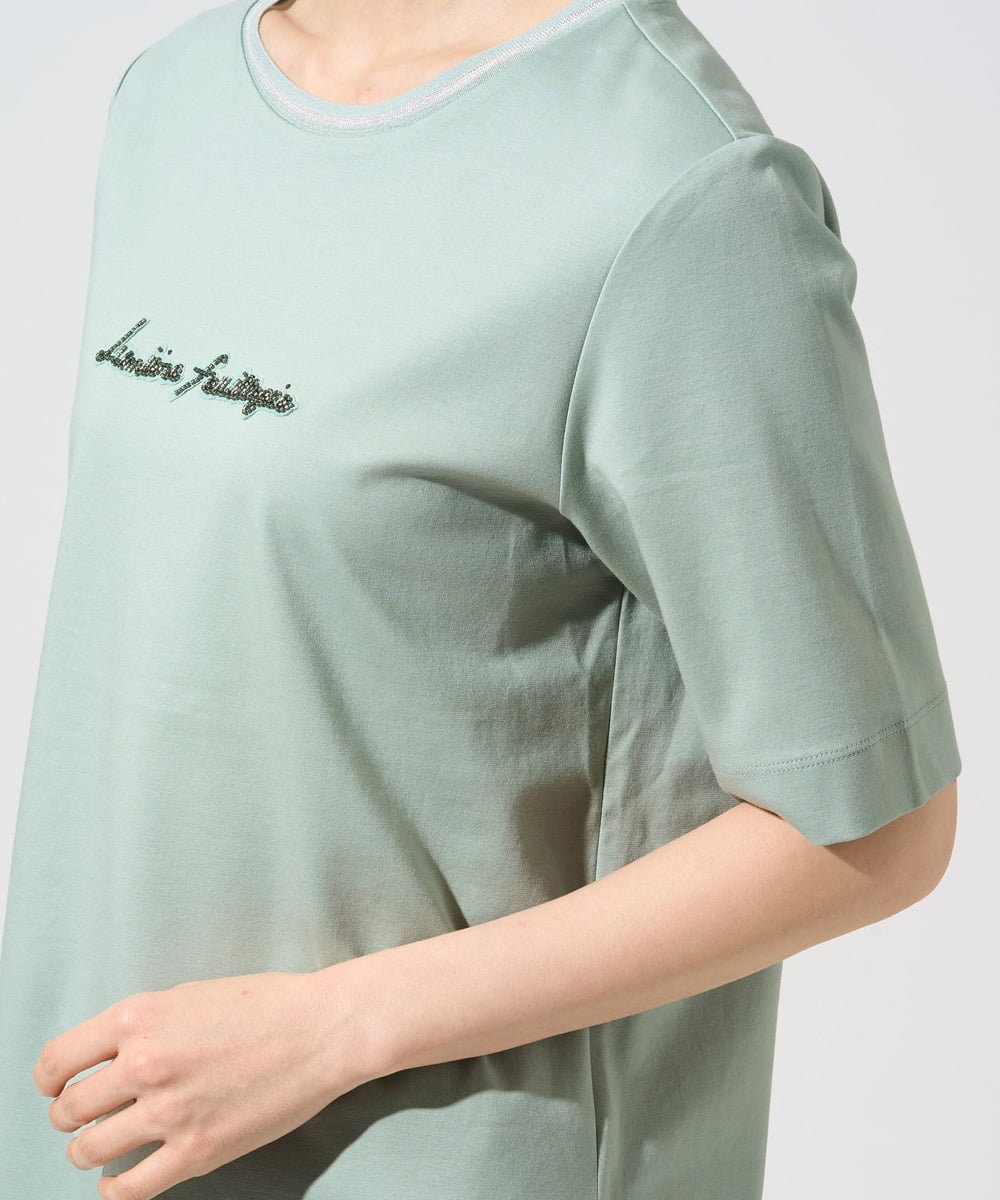 PRKGE13230 CHRISTIAN AUJARD(クリスチャン・オジャール) ビジューロゴカットソー グリーン