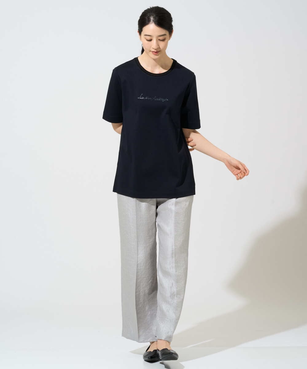 PRKGE13230 CHRISTIAN AUJARD(クリスチャン・オジャール) ビジューロゴカットソー ネイビー