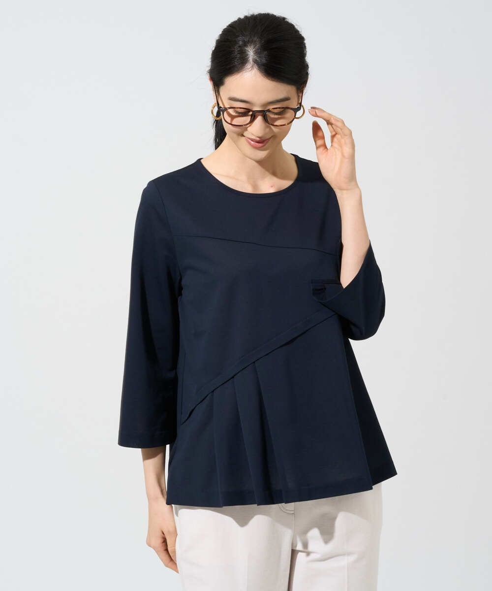 PRKGF14230 CHRISTIAN AUJARD(クリスチャン・オジャール) アシンメトリーフレアートップス ネイビー