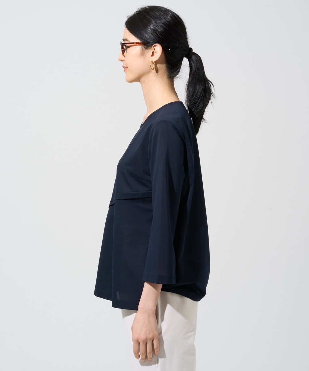 PRKGF14230 CHRISTIAN AUJARD(クリスチャン・オジャール) アシンメトリーフレアートップス ネイビー