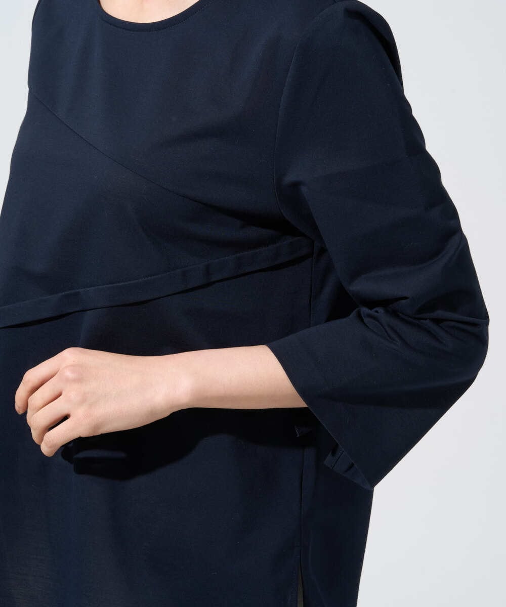 PRKGF14230 CHRISTIAN AUJARD(クリスチャン・オジャール) アシンメトリーフレアートップス ネイビー