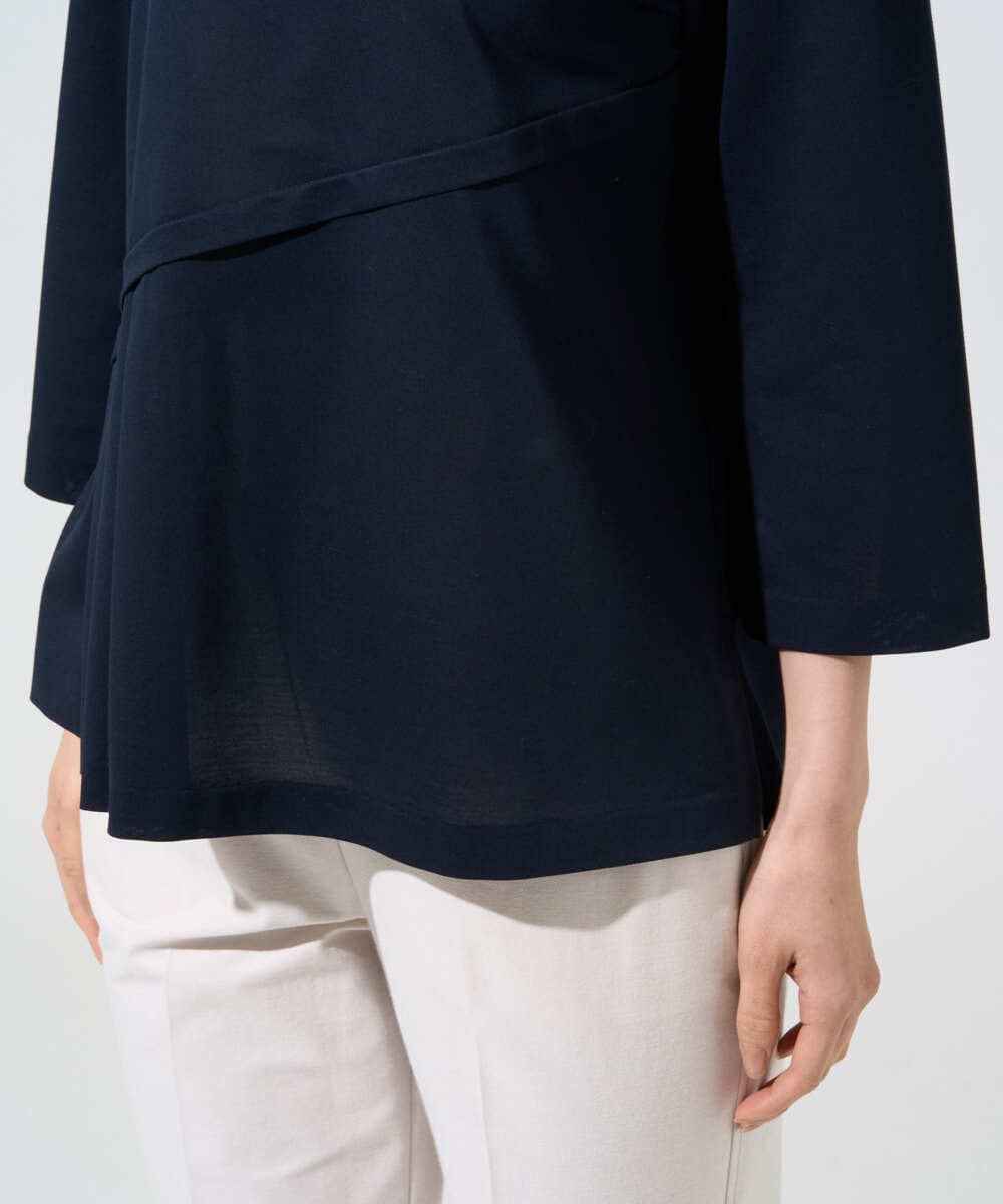 PRKGF14230 CHRISTIAN AUJARD(クリスチャン・オジャール) アシンメトリーフレアートップス ネイビー