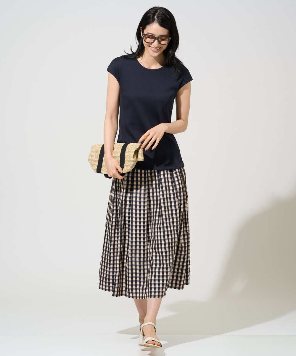 PRKGF21140 CHRISTIAN AUJARD(クリスチャン・オジャール) フレンチスリーブリブカットソー ネイビー