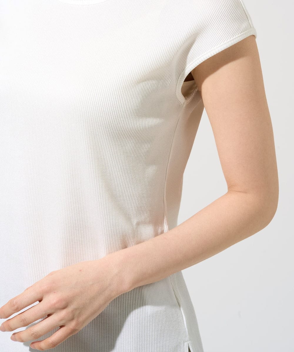 PRKGF21140 CHRISTIAN AUJARD(クリスチャン・オジャール) フレンチスリーブリブカットソー ホワイト