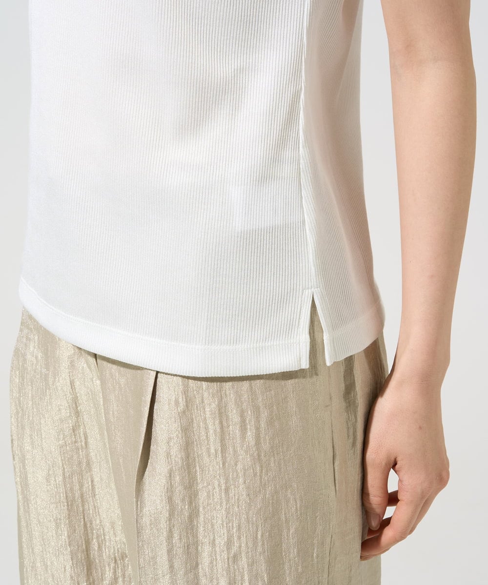 PRKGF21140 CHRISTIAN AUJARD(クリスチャン・オジャール) フレンチスリーブリブカットソー ホワイト