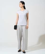 PRKGF21140 CHRISTIAN AUJARD(クリスチャン・オジャール) フレンチスリーブリブカットソー ライトグレー