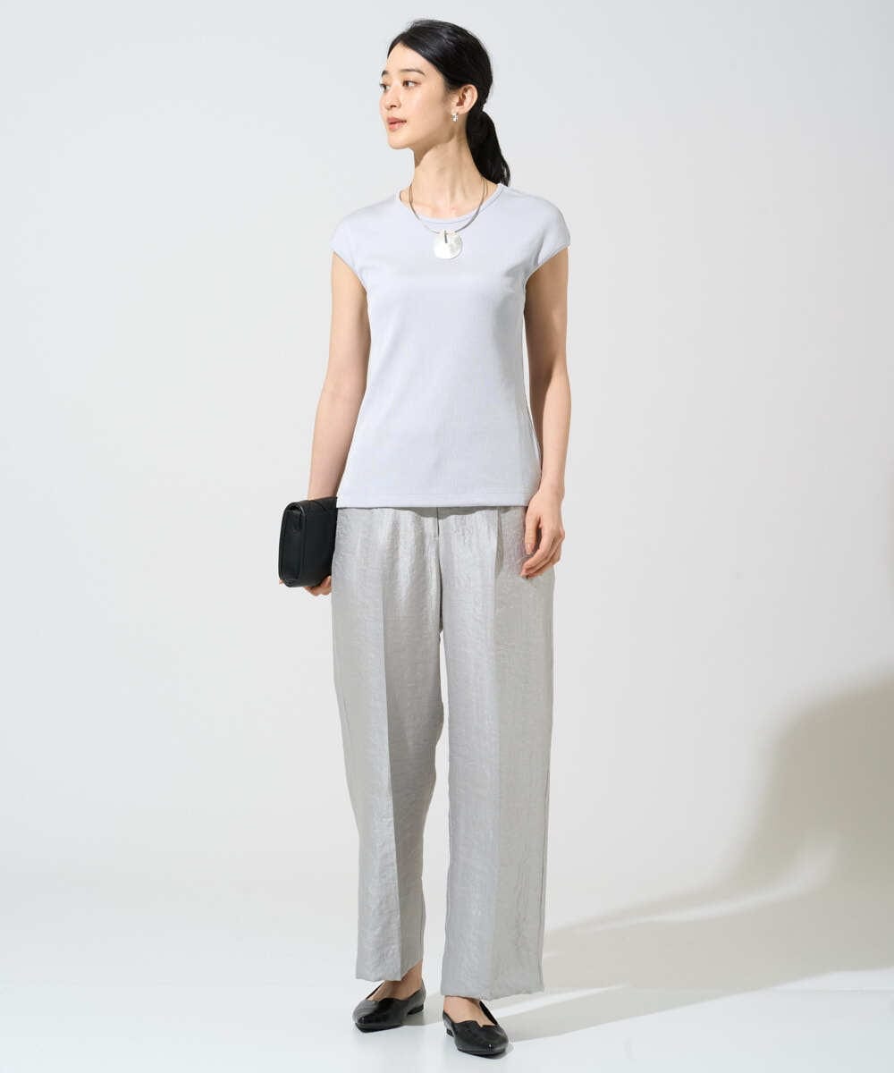 PRKGF21140 CHRISTIAN AUJARD(クリスチャン・オジャール) フレンチスリーブリブカットソー ライトグレー