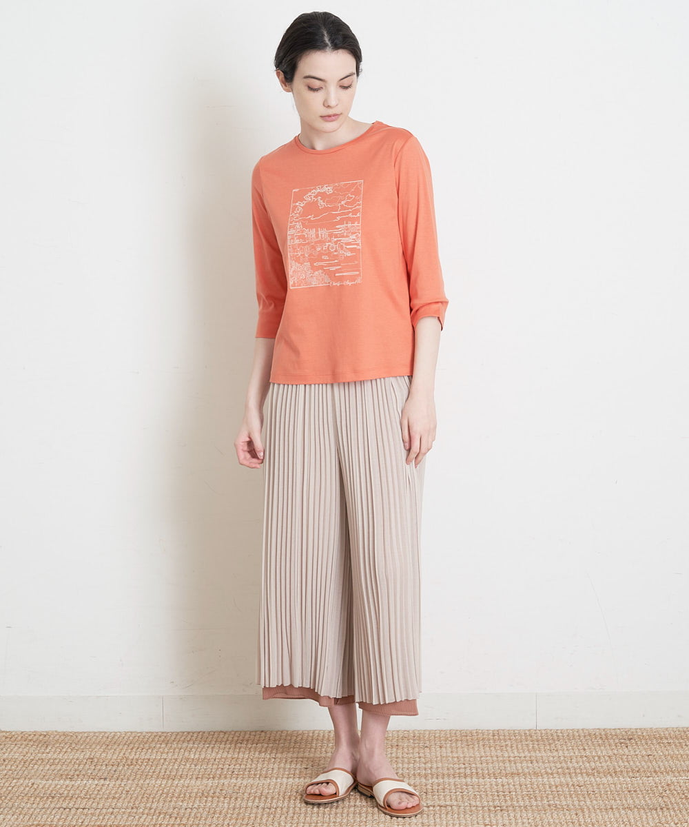 PRKGS13190 CHRISTIAN AUJARD(クリスチャン・オジャール) オーガニックコットン刺繍Tシャツ オレンジ