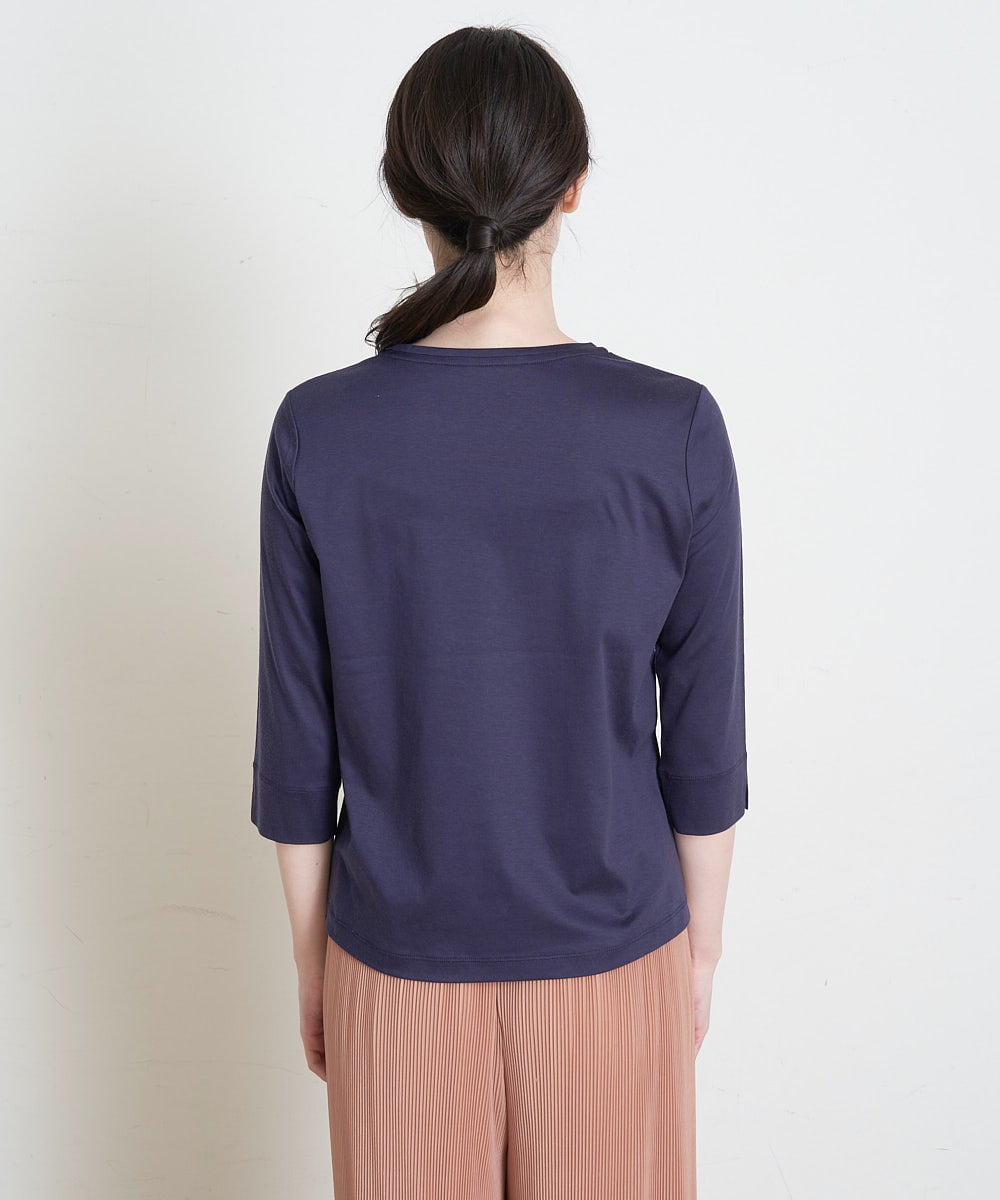 PRKGS13190 CHRISTIAN AUJARD(クリスチャン・オジャール) オーガニックコットン刺繍Tシャツ ネイビー