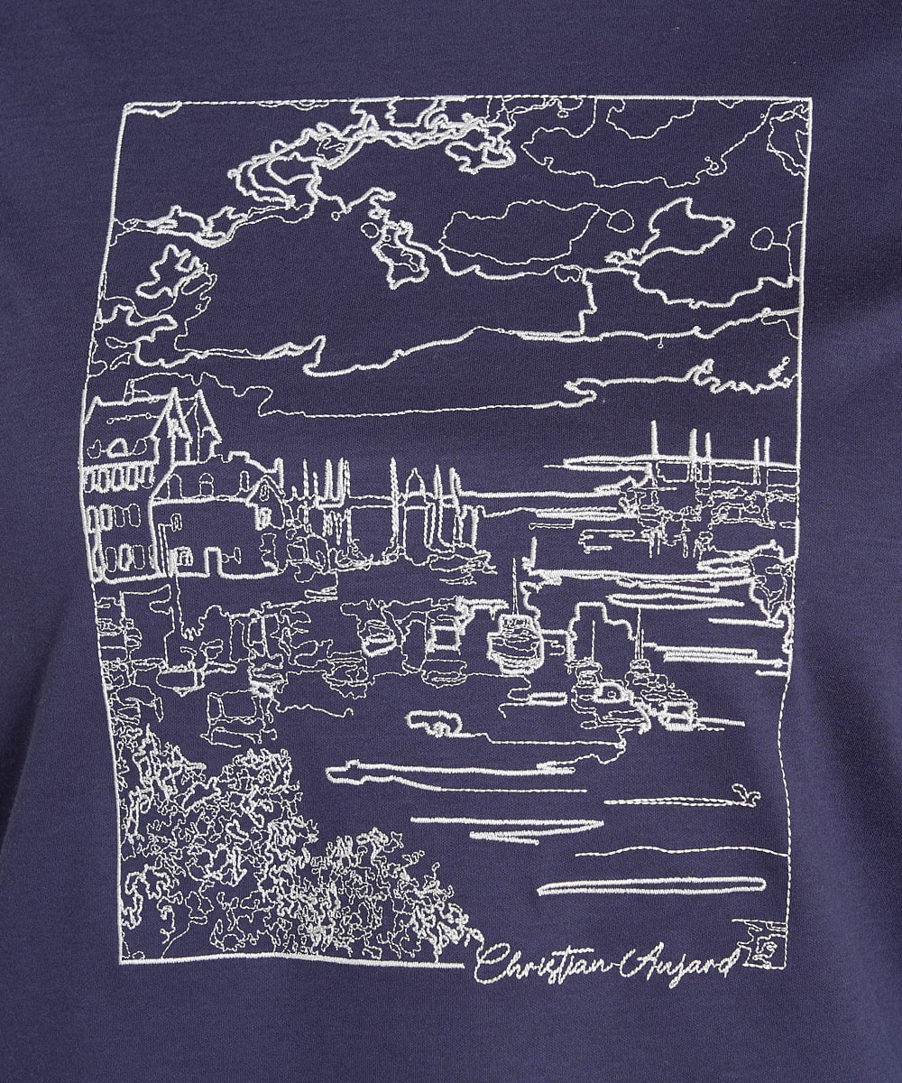 PRKGS13190 CHRISTIAN AUJARD(クリスチャン・オジャール) オーガニックコットン刺繍Tシャツ ネイビー