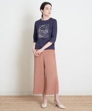 PRKGS13190 CHRISTIAN AUJARD(クリスチャン・オジャール) オーガニックコットン刺繍Tシャツ ネイビー