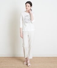 PRKGS13190 CHRISTIAN AUJARD(クリスチャン・オジャール) オーガニックコットン刺繍Tシャツ ホワイト