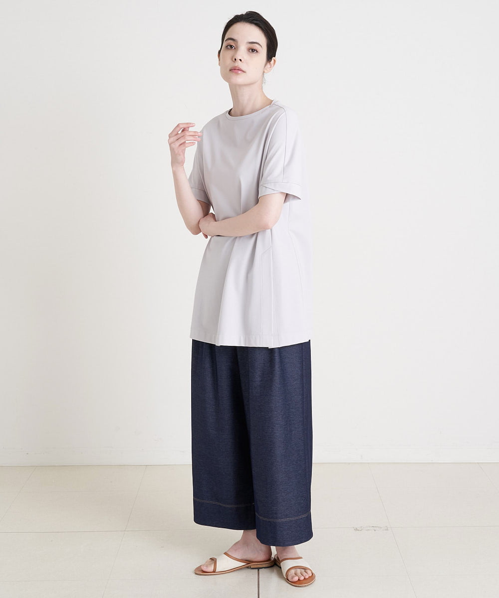 PRKGU61250 CHRISTIAN AUJARD(クリスチャン・オジャール) サイドスリット入りチュニックＴシャツ ライトグレー
