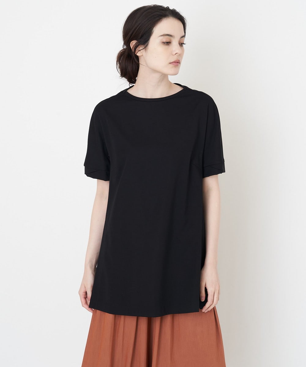 PRKGU61250 CHRISTIAN AUJARD(クリスチャン・オジャール) サイドスリット入りチュニックＴシャツ ブラック