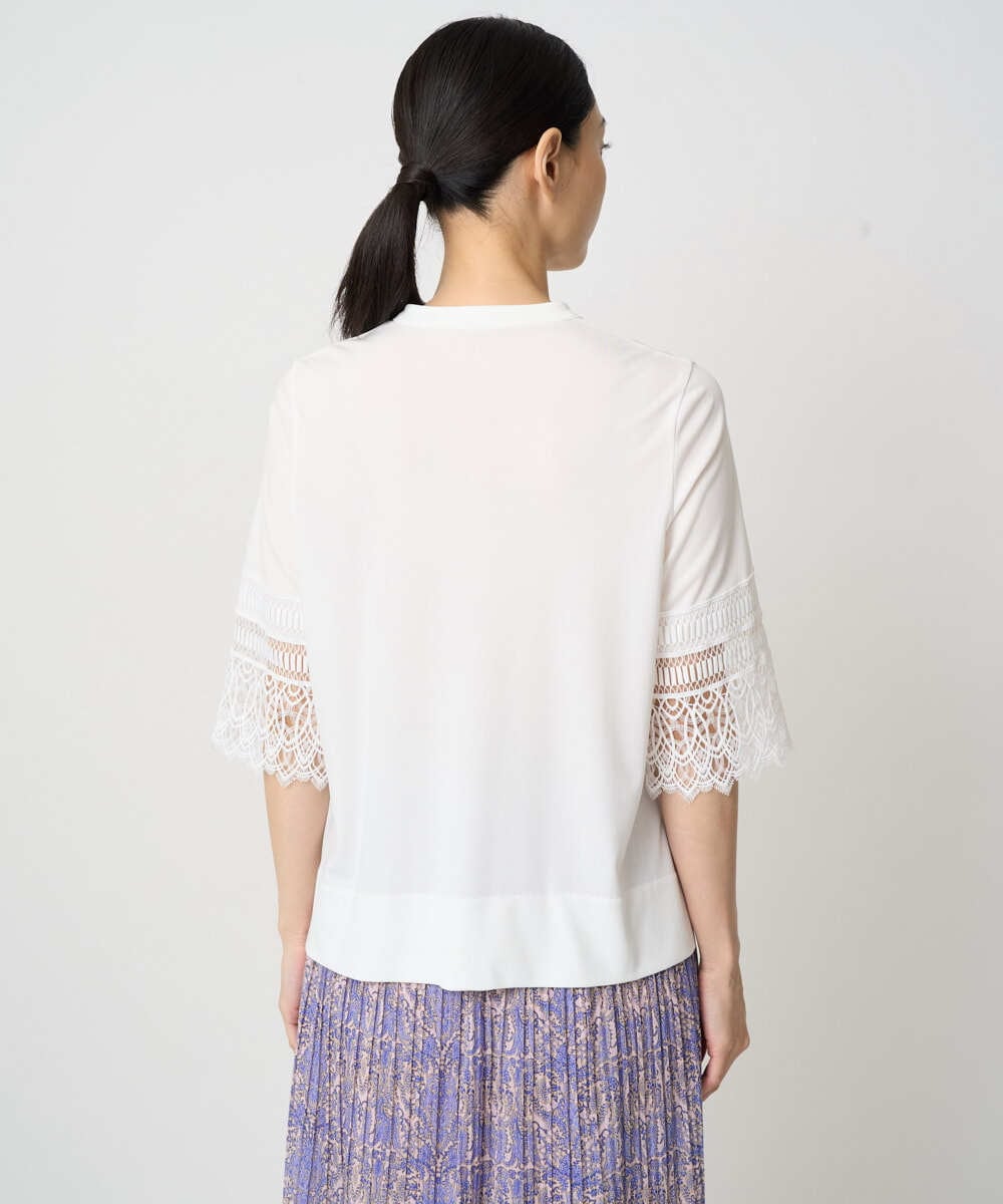 PRKGV74330 CHRISTIAN AUJARD(クリスチャン・オジャール) [吸水速乾]レーススリーブカットソー ホワイト