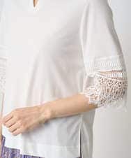 PRKGV74330 CHRISTIAN AUJARD(クリスチャン・オジャール) [吸水速乾]レーススリーブカットソー ホワイト