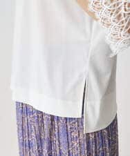 PRKGV74330 CHRISTIAN AUJARD(クリスチャン・オジャール) [吸水速乾]レーススリーブカットソー ホワイト