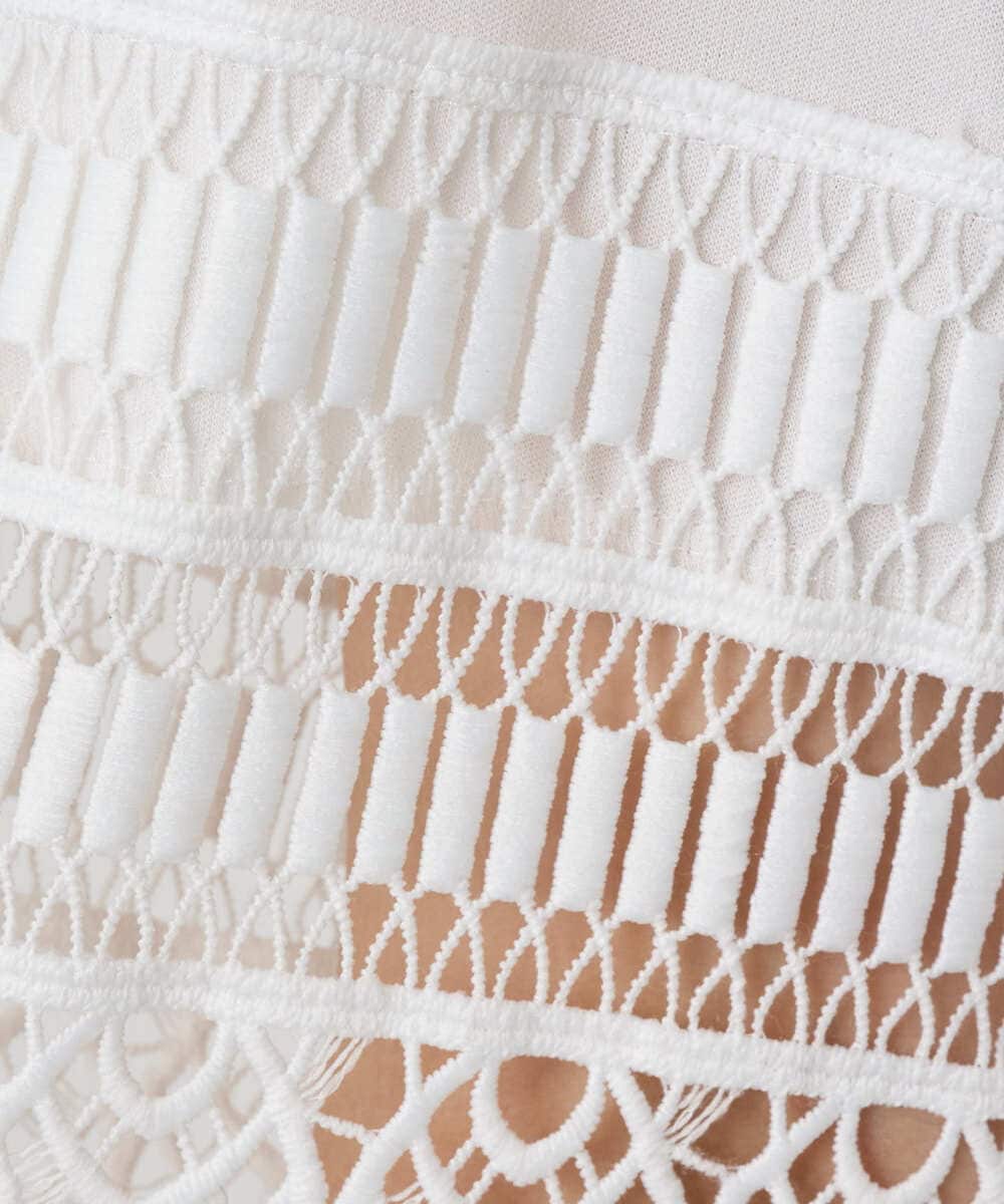 PRKGV74330 CHRISTIAN AUJARD(クリスチャン・オジャール) [吸水速乾]レーススリーブカットソー ホワイト