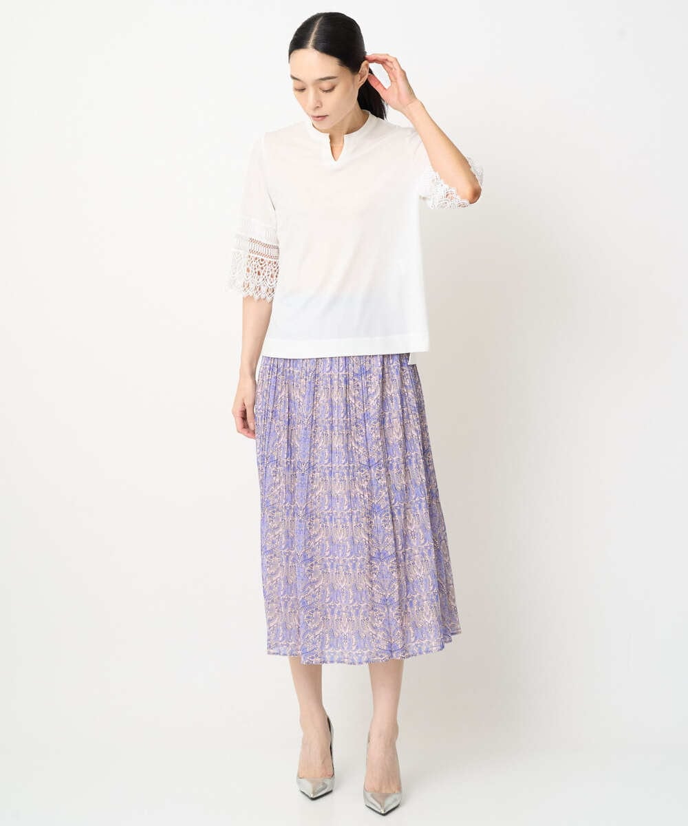 PRKGV74330 CHRISTIAN AUJARD(クリスチャン・オジャール) [吸水速乾]レーススリーブカットソー ホワイト