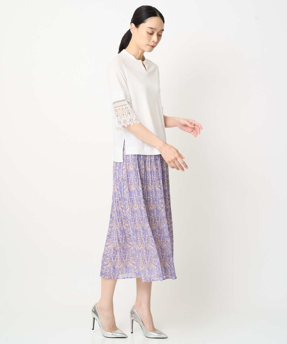 PRKGV74330 CHRISTIAN AUJARD(クリスチャン・オジャール) [吸水速乾]レーススリーブカットソー ホワイト