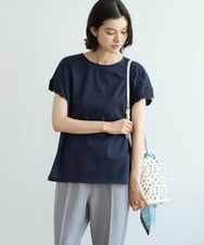 PRKHE31270 CHRISTIAN AUJARD(クリスチャン・オジャール) フレンチスリーブ刺繍カットソー ネイビー