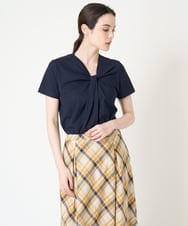 PRKHW18200 CHRISTIAN AUJARD(クリスチャン・オジャール) [接触冷感]ギャザーデザインカットソー ネイビー