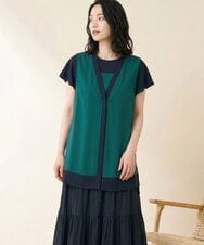 PRKHW37290 CHRISTIAN AUJARD(クリスチャン・オジャール) [接触冷感･ドライタッチ]バイカラージレ グリーン