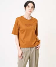 PRKJB12230 CHRISTIAN AUJARD(クリスチャン・オジャール) スパンコール刺繍Tシャツ ブラウン