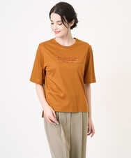PRKJB12230 CHRISTIAN AUJARD(クリスチャン・オジャール) スパンコール刺繍Tシャツ ブラウン
