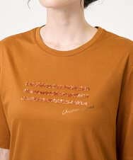 PRKJB12230 CHRISTIAN AUJARD(クリスチャン・オジャール) スパンコール刺繍Tシャツ ブラウン