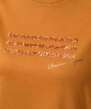 PRKJB12230 CHRISTIAN AUJARD(クリスチャン・オジャール) スパンコール刺繍Tシャツ ブラウン