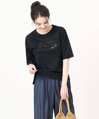 PRKJB12230 CHRISTIAN AUJARD スパンコール刺繍Tシャツ