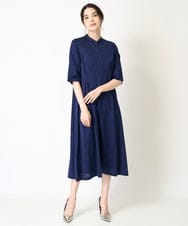 PRKJW04490 CHRISTIAN AUJARD(クリスチャン・オジャール) ダマスクジャガードワンピース ネイビー×ダークネイビー系