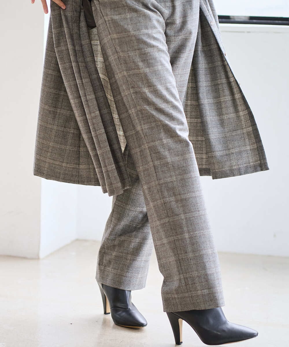 PRLAD31390 CHRISTIAN AUJARD(クリスチャン・オジャール) グレンチェックストレートパンツ ブラウン