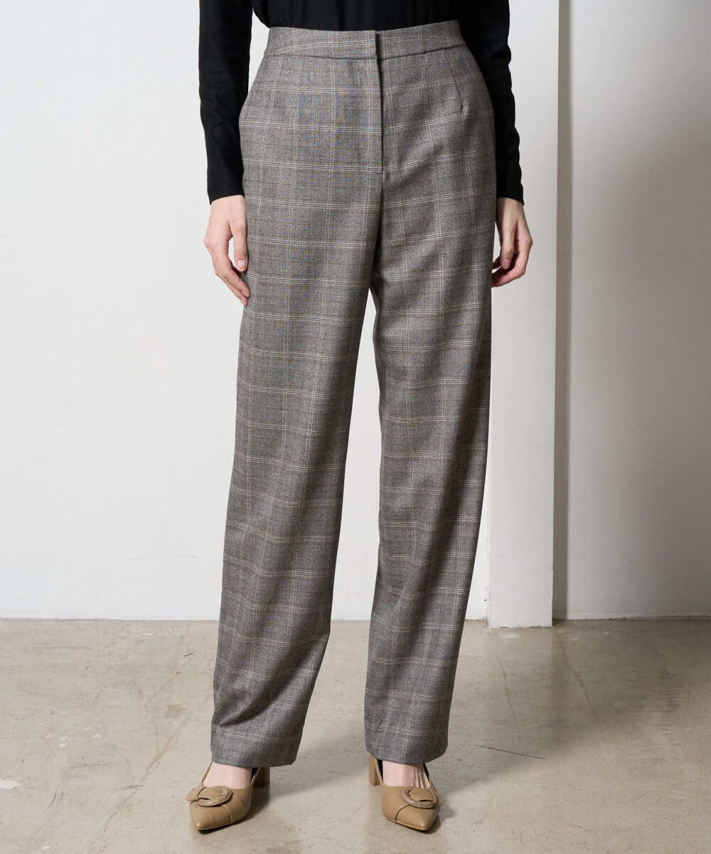 PRLAD31390 CHRISTIAN AUJARD(クリスチャン・オジャール) グレンチェックストレートパンツ ブラウン